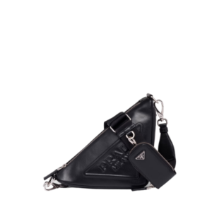PRADA TRIANGLE LEATHER MINI BAG BLACK 27CM 1BH190 2BYA F0002 V BRO