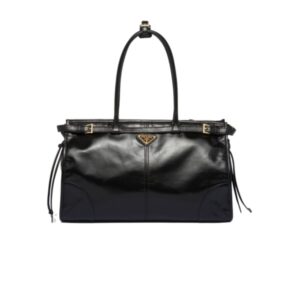 PRADA LARGE LEATHER HANDBAG BLACK 40CM 1BA433 2CYR F0002 V OOO