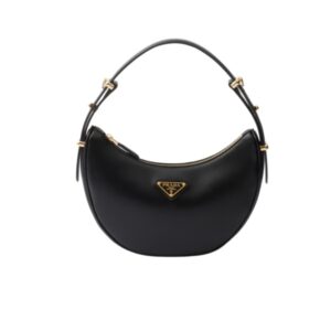 PRADA ARQUÉ LEATHER SHOULDER BAG BLACK 23CM 1BC194 ASK F0002 V OOO