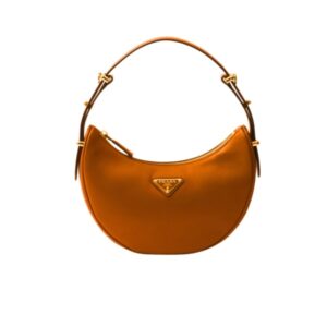 PRADA ARQUÉ LEATHER SHOULDER BAG COGNAC 23CM 1BC194 ASK F0XUG V OOO