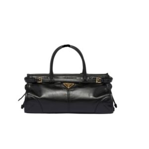 PRADA MEDIUM LEATHER HANDBAG BLACK 32CM 1BA426 2CYR F0002 V MOO