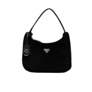 PRADA RE EDITION 2000 BAG IN SHEARLING BLACK 23CM