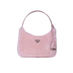 PRADA RE EDITION 2000 BAG IN SHEARLING PINK 23CM
