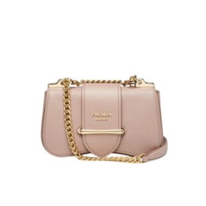 PRADA SIDONIE LEATHER SHOULDER BAG IN NEUTRAL 24CM