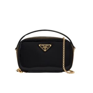 PRADA PATENT LEATHER MINI POUCH BLACK 18CM 1NR025 069 F03KJ