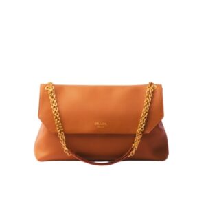 PRADA MEDIUM LEATHER SHOULDER BAG ORANGE 38CM