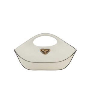 PRADA LEATHER HANDBAG WHITE 34CM