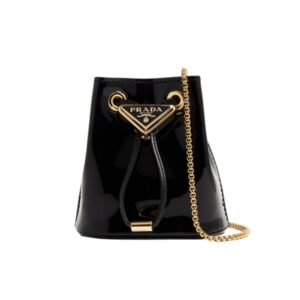 PRADA PATENT LEATHER MINI POUCH BLACK 14CM