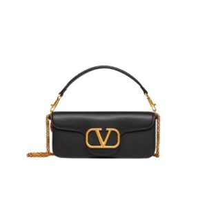 VALENTINO LOCÒ CALFSKIN SHOULDER BAG IN BLACK 1W2B0K30ZXL0NO