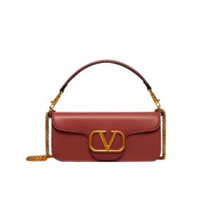 VALENTINO LOCÒ CALFSKIN SHOULDER BAG IN BROWN 1W2B0K30ZXLPVG
