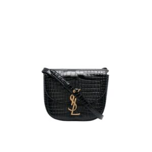 SAINT LAURENT KAIA SMALL EMBOSSED LEATHER BLACK BAG 18CM