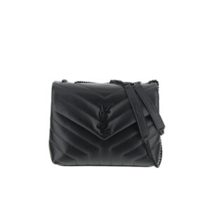 SAINT LAURENT LOULOU SMALL CHAIN BAG IN MATELASSÉ Y BLACK NOIR 23CM 494699DV7281000