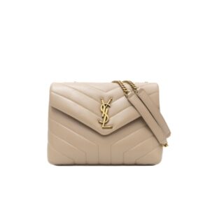 SAINT LAURENT LOULOU SMALL CHAIN BAG IN MATELASSÉ Y DARK BEIGE GOLD 25CM 494699DV7272721