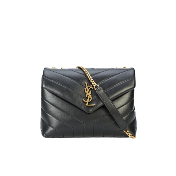 SAINT LAURENT LOULOU SMALL CHAIN BAG IN MATELASSÉ Y BLACK GOLD