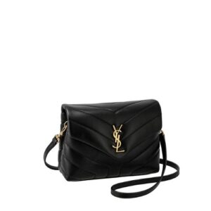 SAINT LAURENT LOULOU TOY STRAP BAG IN QUILTED Y LEATHER BLACK 678401DV7071000