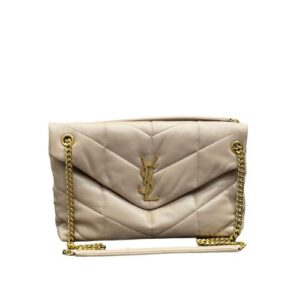 SAINT LAURENT PUFFER MEDIUM CHAIN BAG IN QUILTED LAMBSKIN BEIGE