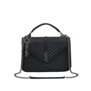 SAINT LAURENT COLLEGE LARGE CHAIN BAG BLACK 32CM 600278BRM041000