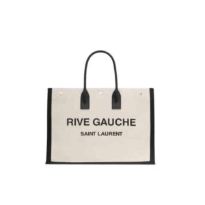 SAINT LAURENT RIVE GAUCHE TOTE BAG GREGE AND BLACK 48CM