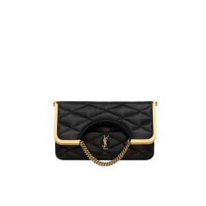 SAINT LAURENT THE 87 BAG QUILTED LAMBSKIN BLACK 27CM
