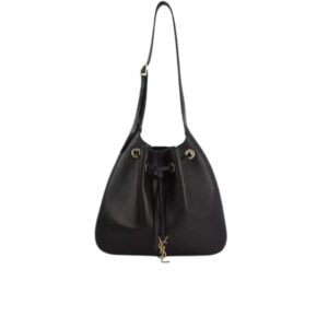 SAINT LAURENT PARIS VII MEDIUM FLAT HOBO BAG IN SMOOTH LEATHER BLACK 28CM 697941AAAMD1000
