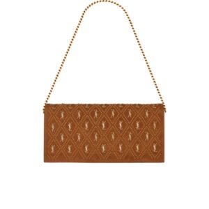 SAINT LAURENT KATE 99 STUDDED SHOULDER BAG BROWN 25CM