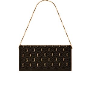 SAINT LAURENT KATE 99 STUDDED SHOULDER BAG BLACK 25CM