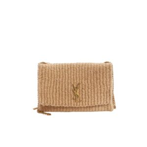 SAINT LAURENT KATE MEDIUM SUPPLE CHAIN BAG IN RAFFIA NATURAL BEIGE 27CM 580065FABK39551