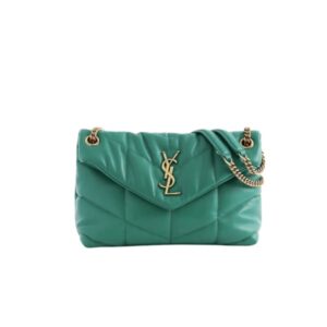 SAINT LAURENT LOULOU PUFFER SMALL SHOULDER BAG IN JADE GREEN 28CM