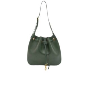 SAINT LAURENT PARIS VII FLAT HOBO BAG IN SMOOTH LEATHER BAG DARK GREEN 23CM