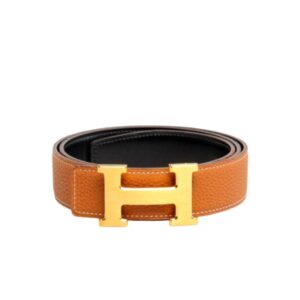 HERMES BELT TOGO SWIFT GOLD BUCKLE BROWN 2.4CM