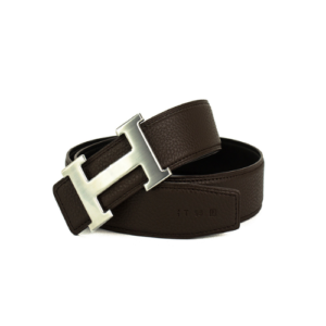 HERMES BELT TOGO SWIFT SILVER BUCKLE BROWN 38MM