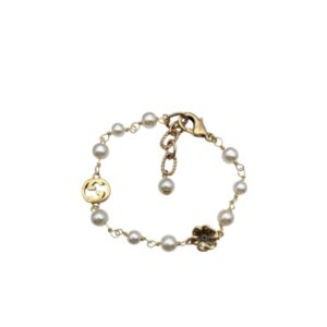 GUCCI G-FLOWER PEARL GOLD BRACELET