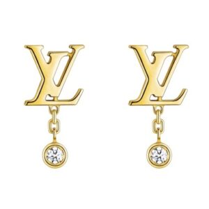 LOUIS VUITTON GOLD AND DIAMOND EARRINGS Q96495