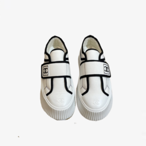 CHANEL WHITE CC CAP TOE SLIPON SNEAKER WHITE