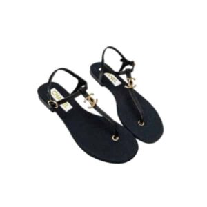 CHANEL SANDALS LAMBSKIN IVORY BLACK G40018