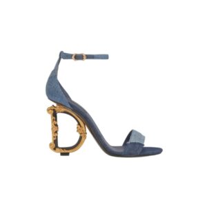 DOLCE GABBANA PATCHWORK DENIM SANDALS WITH BAROQUE DG HEEL CR0739AO6218M800
