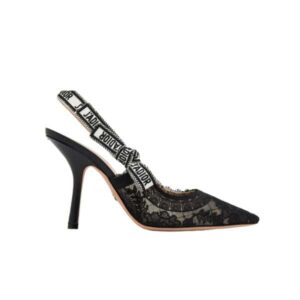 DIOR J’ADIOR SLINGBACK PUMP TRANSPARENT MESH EMBROIDERED WITH DIOR ROSES MOTIF BLACK KDV029FLL S900