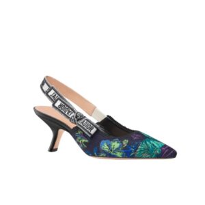 DIOR J’ADIOR SLINGBACK PUMP EMBROIDERED COTTON PURPLE MULTICOLOR KCP866VOY S21V