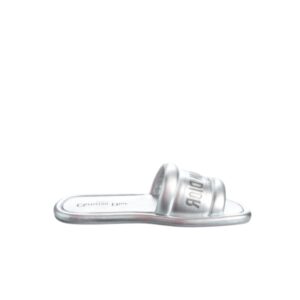 DIOR EVERY D SLIDE EMBOSSED LAMBSKIN SILVER