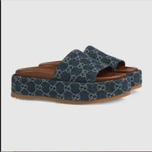 GUCCI WOMEN’S PLATFORM SLIDE SANDAL BLUE ‎623212 2KQ00 4402