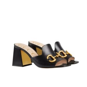 GUCCI WOMEN’S SLIDE SANDAL WITH HORSEBIT BLACK 655412 BKO00 1000
