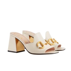 GUCCI WOMEN’S SLIDE SANDAL WITH HORSEBIT WHITE 655412 BKO00 9022