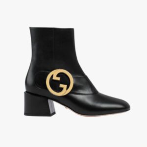 GUCCI BLONDIE WOMEN’S ANKLE BOOT LEATHER BLACK 700016C9D001000