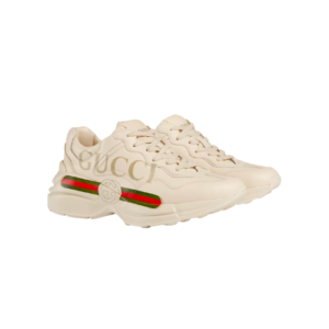 GUCCI WOMEN’S RHYTON GUCCI LOGO LEATHER SNEAKER 528892 DRW00 9522
