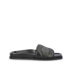 GUCCI WOMENS GG MATELASSE SLIDE BLACK 694714 BKO60 1000