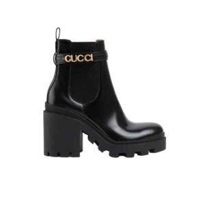 GUCCI WOMEN’S ANKLE BOOT WITH LOGO BLACK 730064 AABK6 1000
