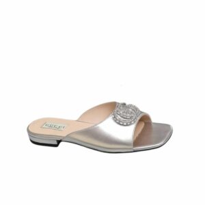 GUCCI GG CRYSTAL SLIPPERS SILVER