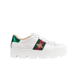 GUCCI ACE EMBROIDERED PLATFORM SNEAKER ‎WHITE 577573 DOPE0 9064