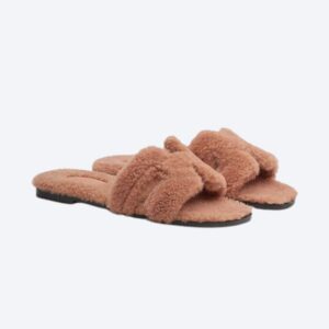 HERMES SHEARLING ORAN TEDDY BEAR SLIPPER SANDALS