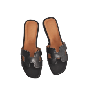 HERMES SLIPPERS FLAT ORAN BLACK H021056Z